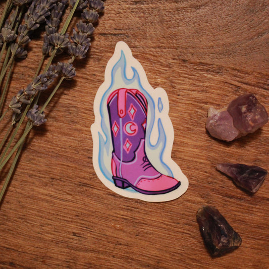 Moon Cowboy Boot Vinyl Sticker